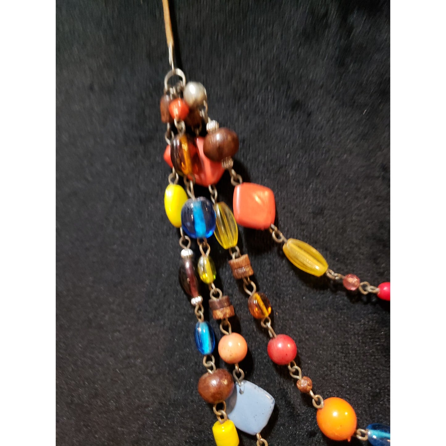 Womens Fashion 4 Strand Colorful Glass Acrylic Beaded Statement Necklace Jewelry