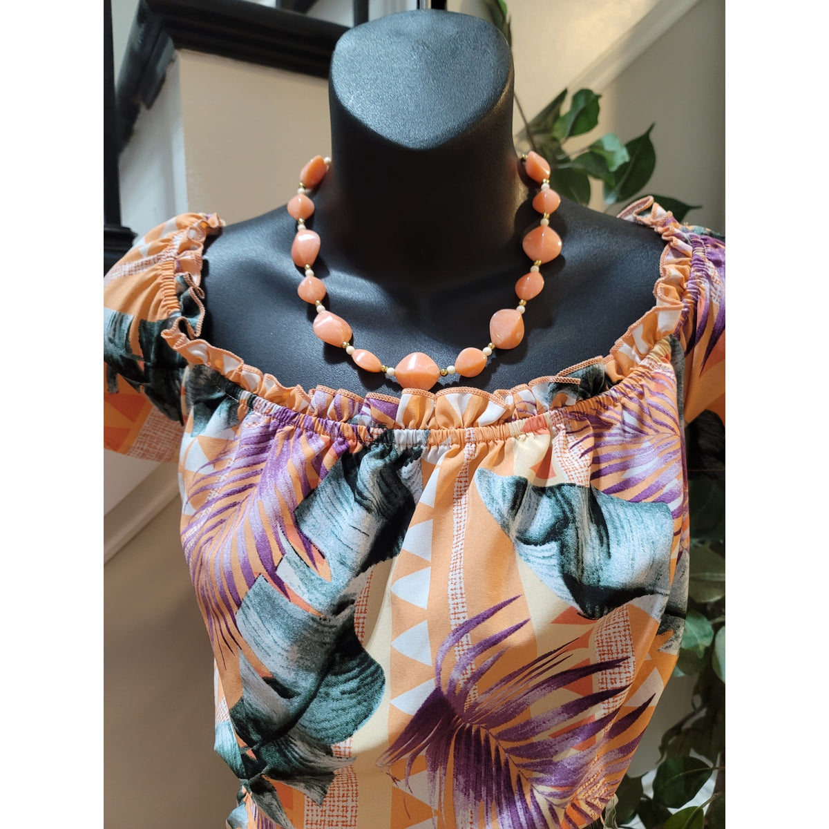 Shein Co-Ord Set Women's SZ 1XL Multicolor Tropical Pleated Frill Neck Belt Loop