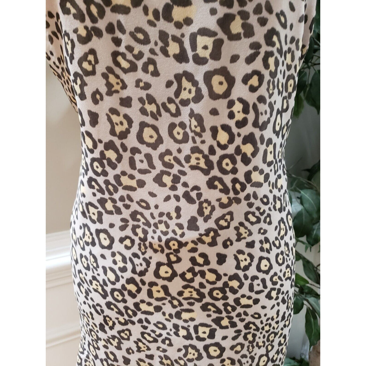 Ann Taylor LOFT Womens Beige Leopard Print Sleeveless Round Neck Shift Dress M