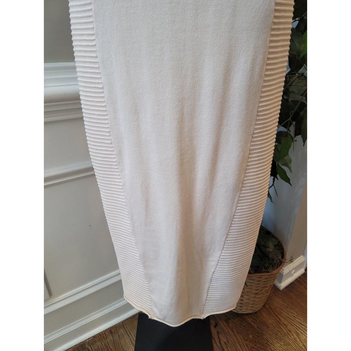 Jluxlabel Bodycon Dress Womens Medium Ivory Ribbed Knit Mock Neck Pullover Party