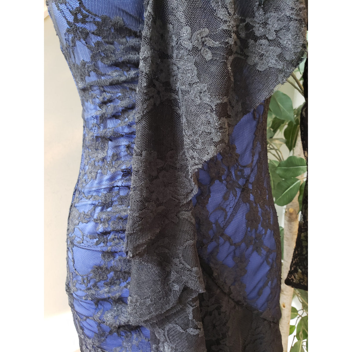 T Bags Los Angeles Cocktail Dress Women Small Black Blue Nylon One Shoulder Off