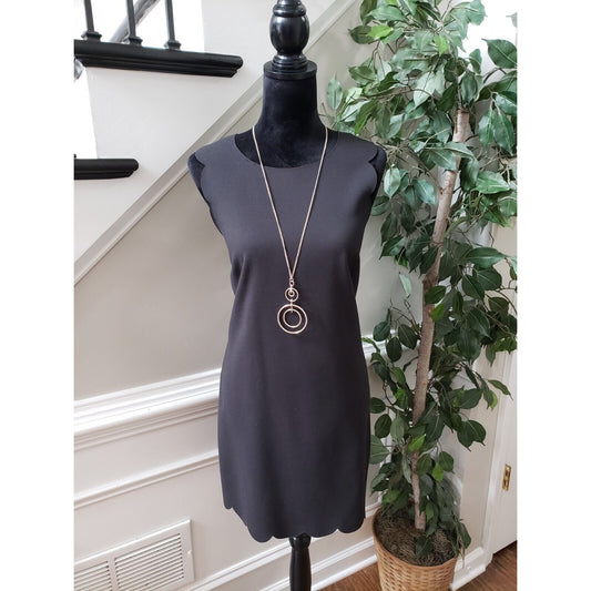 J. Crew Women's Black Solid Polyester Round Neck Sleeveless Knee Length Dress 10