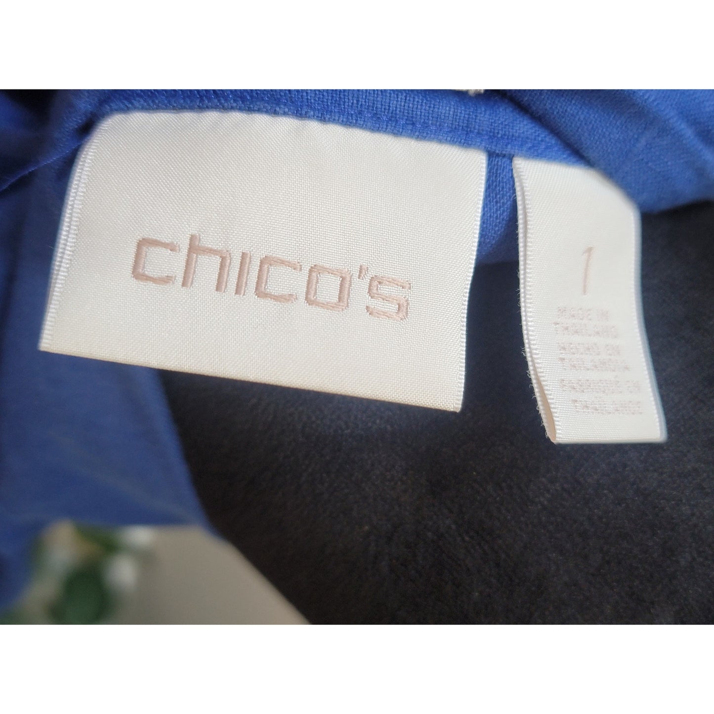Chico's Linen Button Front Tunic Shirt Women's Size 1 Medium Blue Long Sleeves