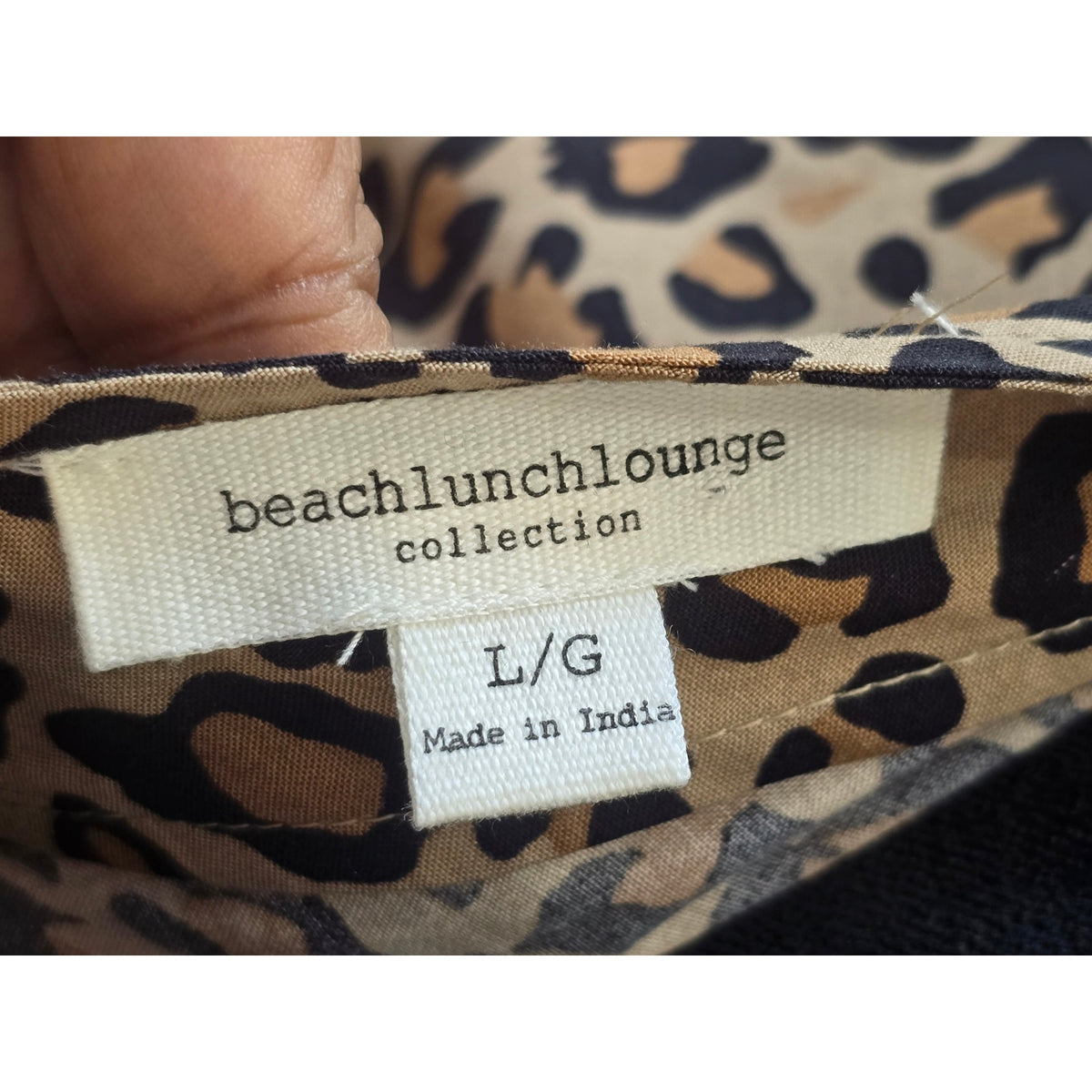 Beachlunchlounge Midi Dress Women Large Black/Brown Leopard Print V-Neck Pleated