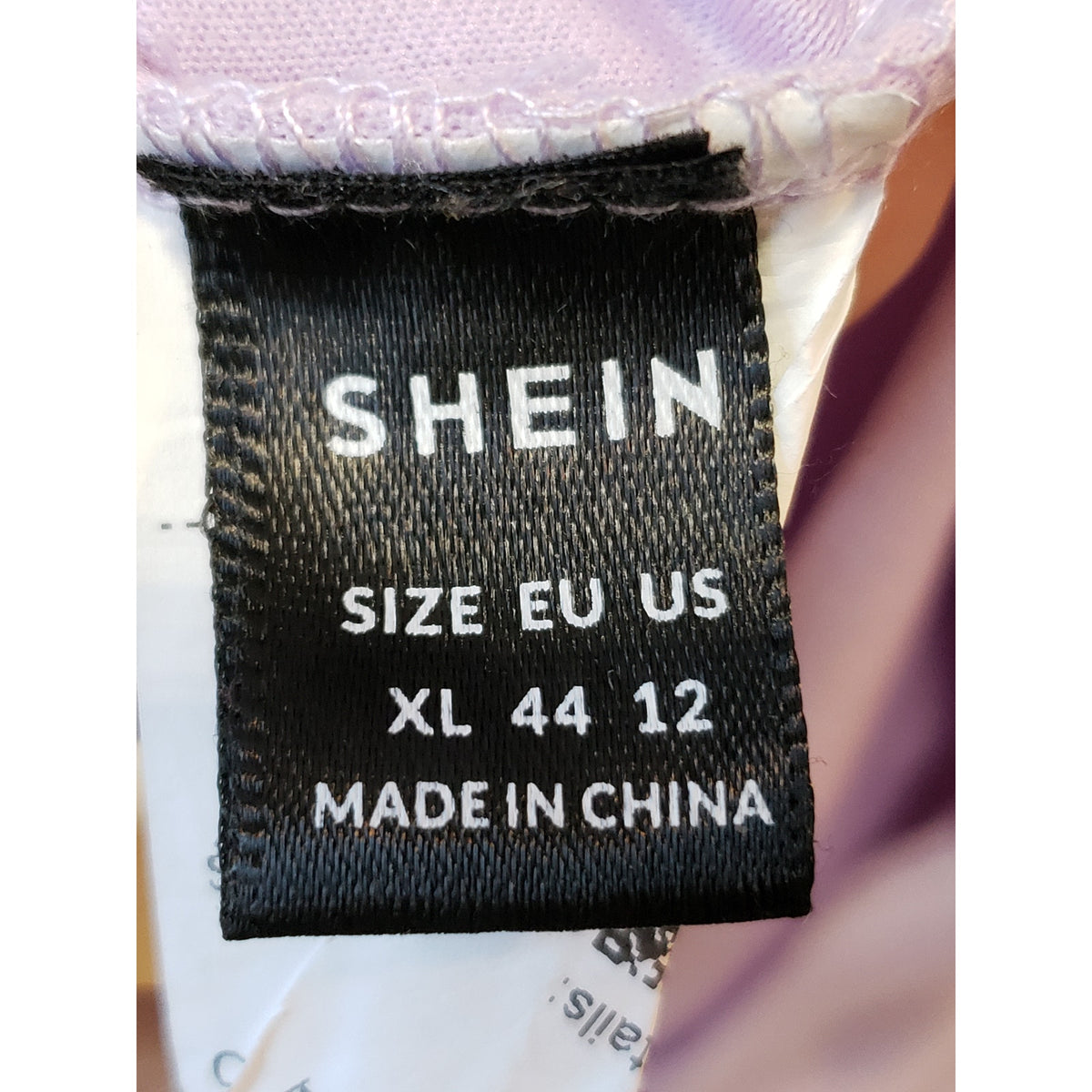 SHEIN Bodycon Dress Womens 12 Lavender Lantern Sleeve One Shoulder Ruched