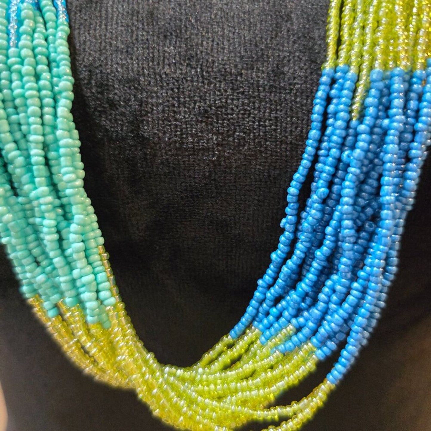 Women Fashion Multicolor Seed Beads Multiple Layered Necklace with Lobster Clasp