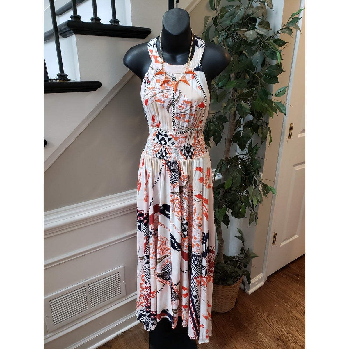 Abel The Label Maxi Dress Women S Multicolor Boho Sleeveless Rayon Sundress