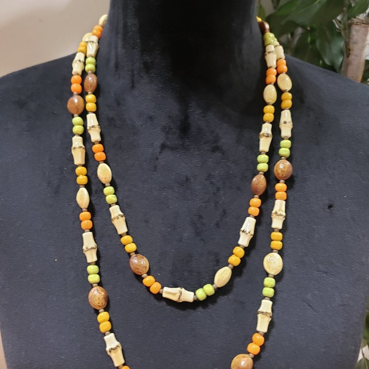 Women Fashion Double Strand Boho Style Old Mix Color African Glass Bead Necklace
