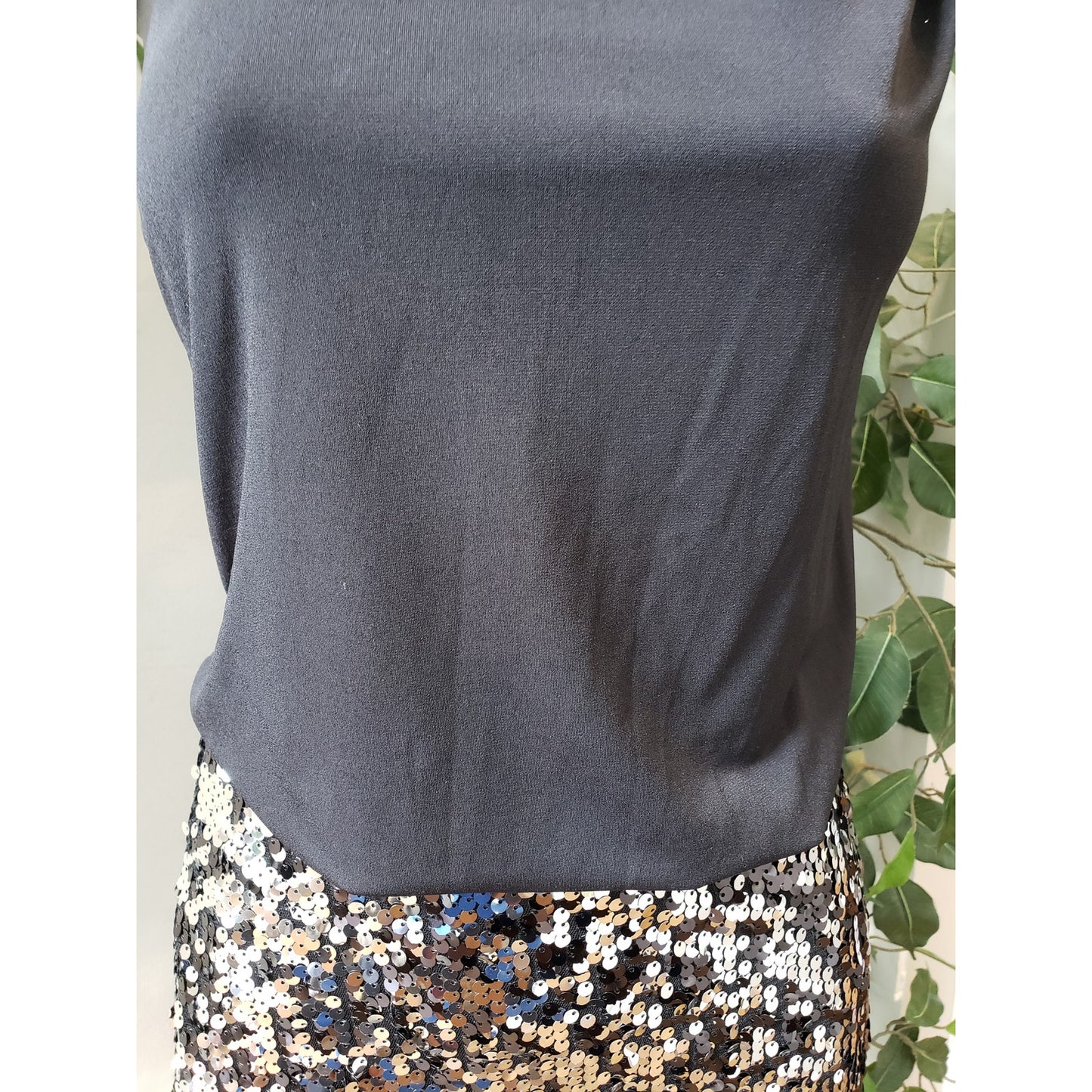 Way-In Clothing Co. Party Dress Womens Small Black Silver Sequins One Shoulder