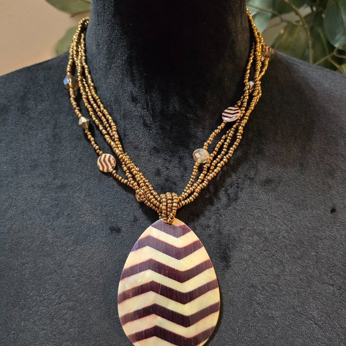 Womens Fashion Brown Seed Beads Dem Bones Pendant Necklace with Earrings