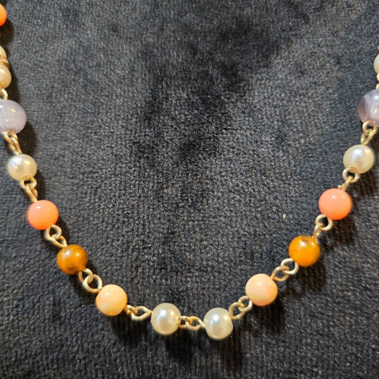 Womens Multicolor Faux Pearl Rhinestones Statement Necklace with Lobster Clasp