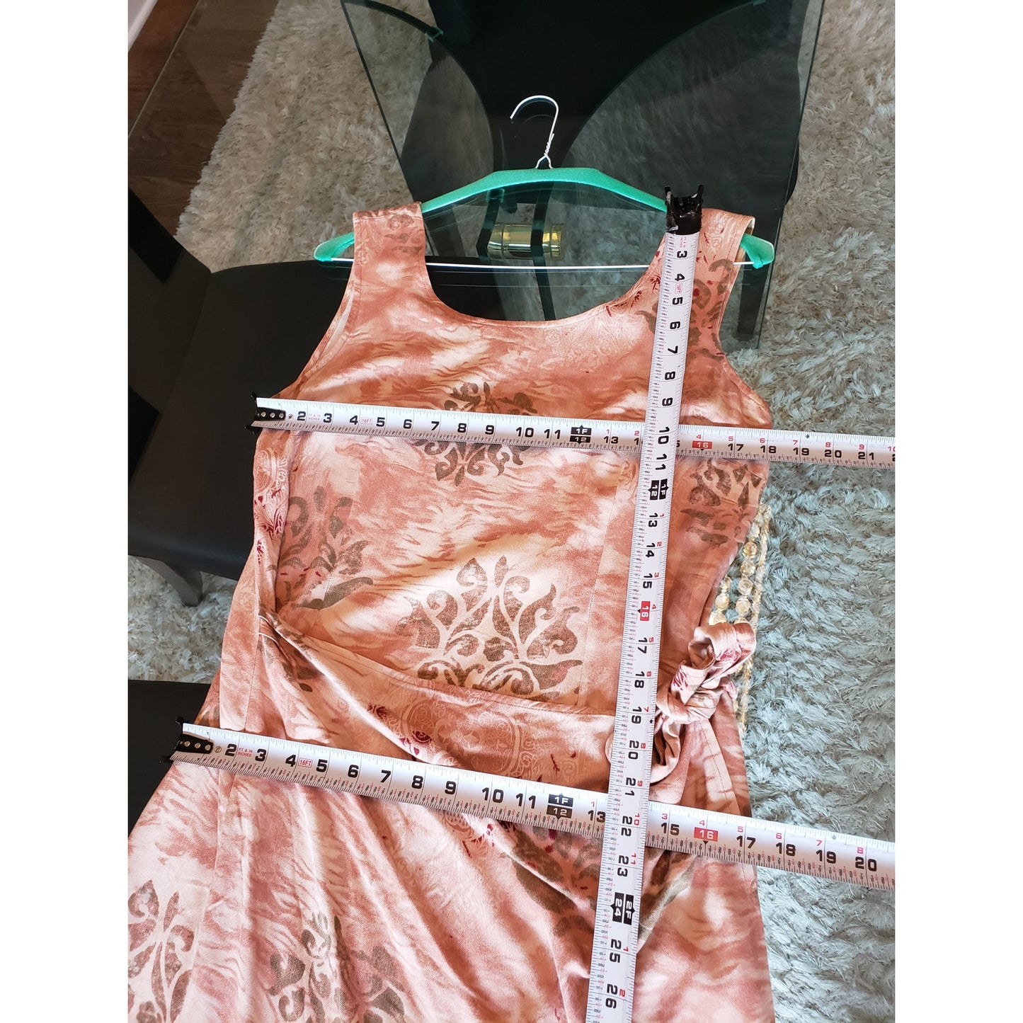 Caribbean Joe. Long Maxi Dress Womens Size L Pink Round Neck Sleeveless Back Zip