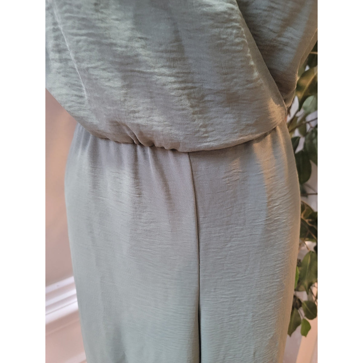 MSK Romper Women's Size Medium Olive Green 100% Polyester Short Sleeves Jumpsuit