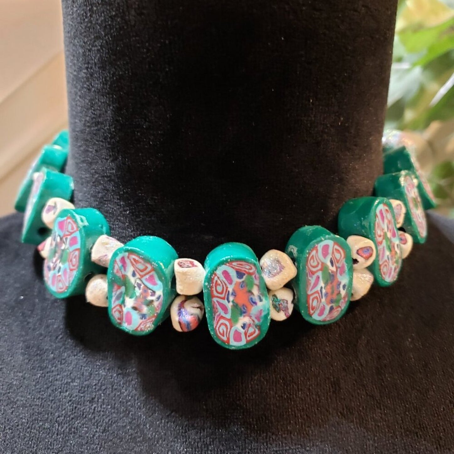 Women Fashion Multi Jade Table Cut Oval Beads Choker Necklace with Lobster Clasp