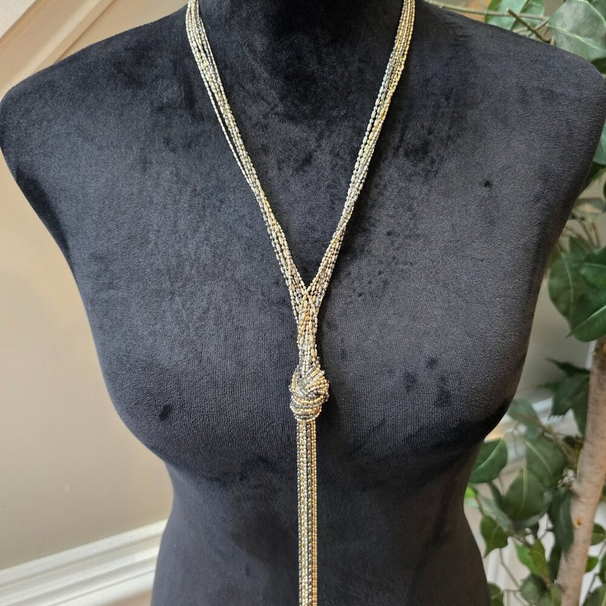 Womens Gold Tone  Multi Strand Tassel Long Chains Y-Shape Necklace with Lobster