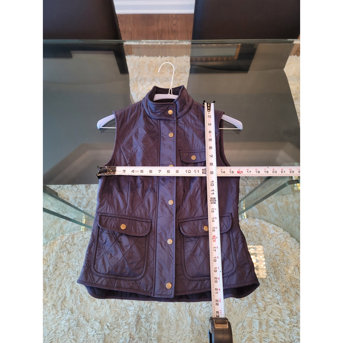 Talbots Gilet Vest Women's SZ XS Navy Blue Quilted Fleece Lined Utility Pockets