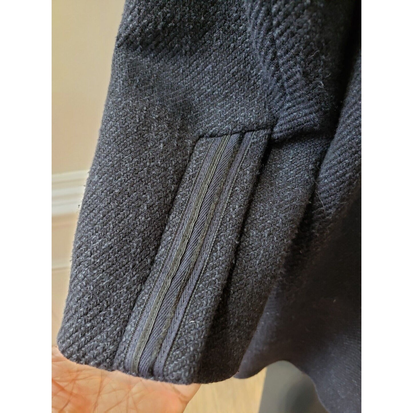 Mint Womens Black Wool Lined Wide Collar Double Breasted Trench Coat Size 2