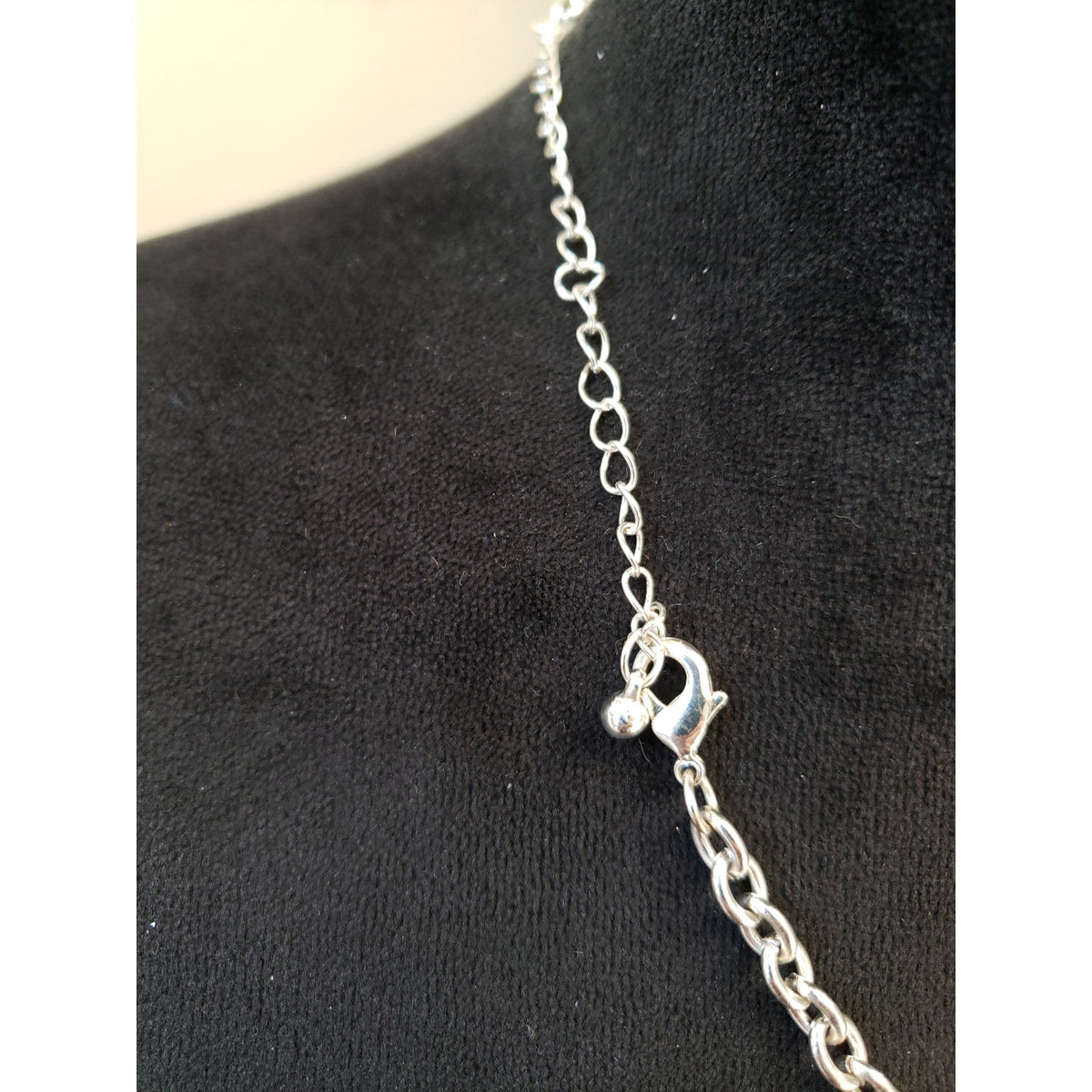 Silver Snowflake Charm Necklace with Faux Pearls and Crystals Adjustable Chain