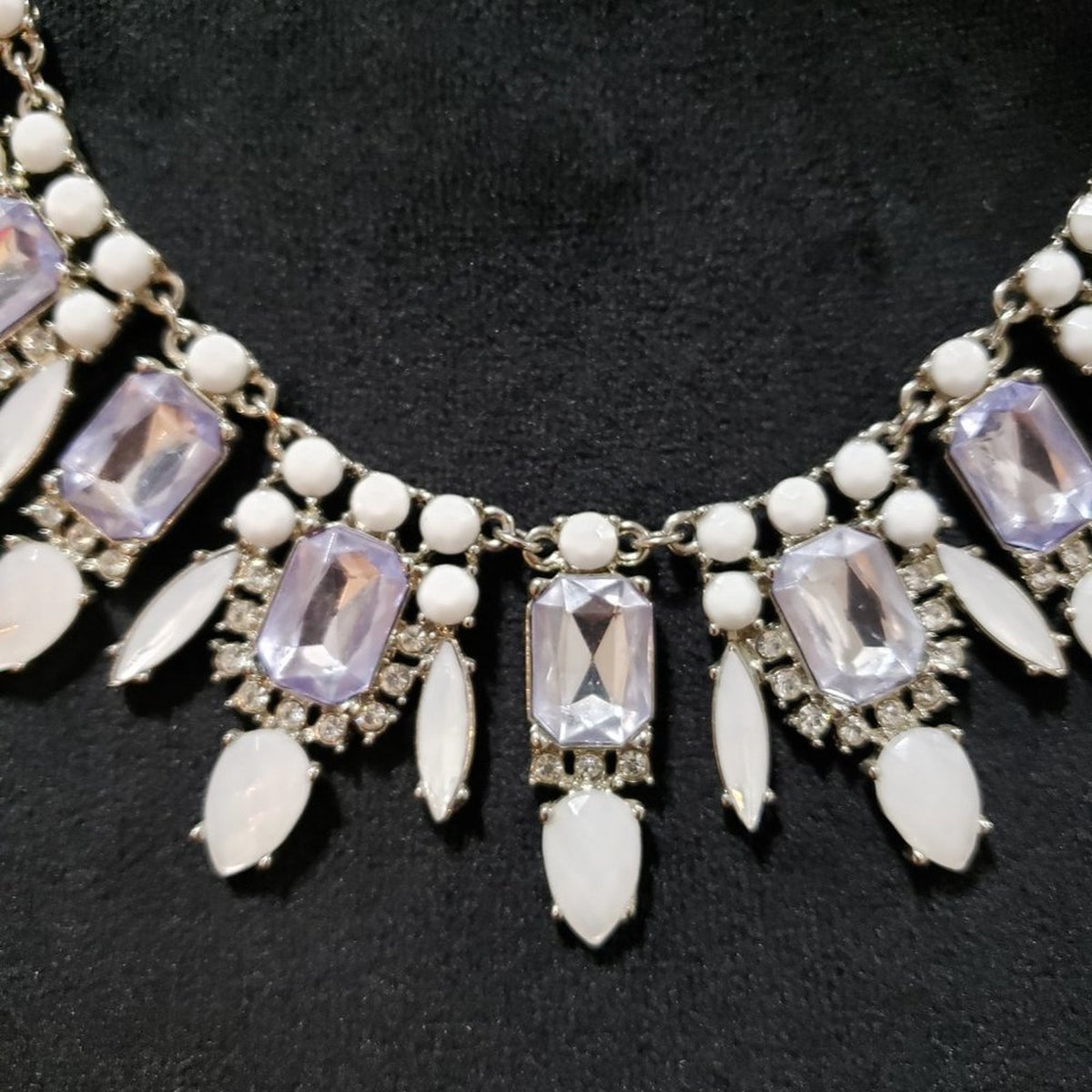 Womens Fashion Gold Tone Clear Crystal Rhinestone Necklace with Lobster Clasp
