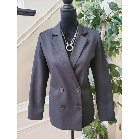 Urban Outfitters Women Black Long Sleeve Vented Double Breasted Jacket Blazer XS
