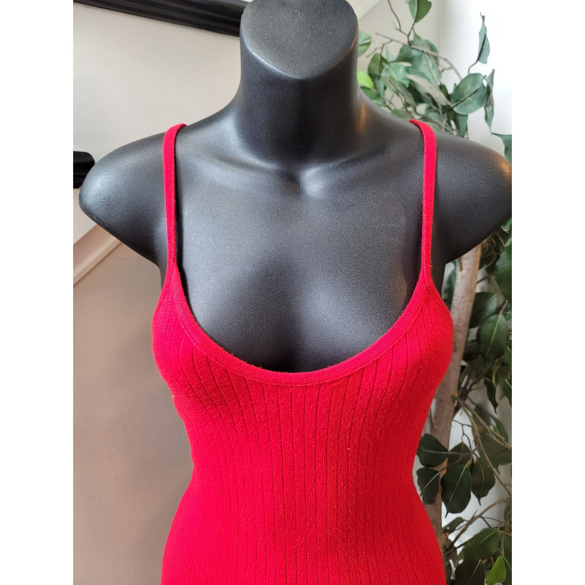 Windsor Knit Bodycon Dress Women Size Small Red Sleeveless Crisscross Back