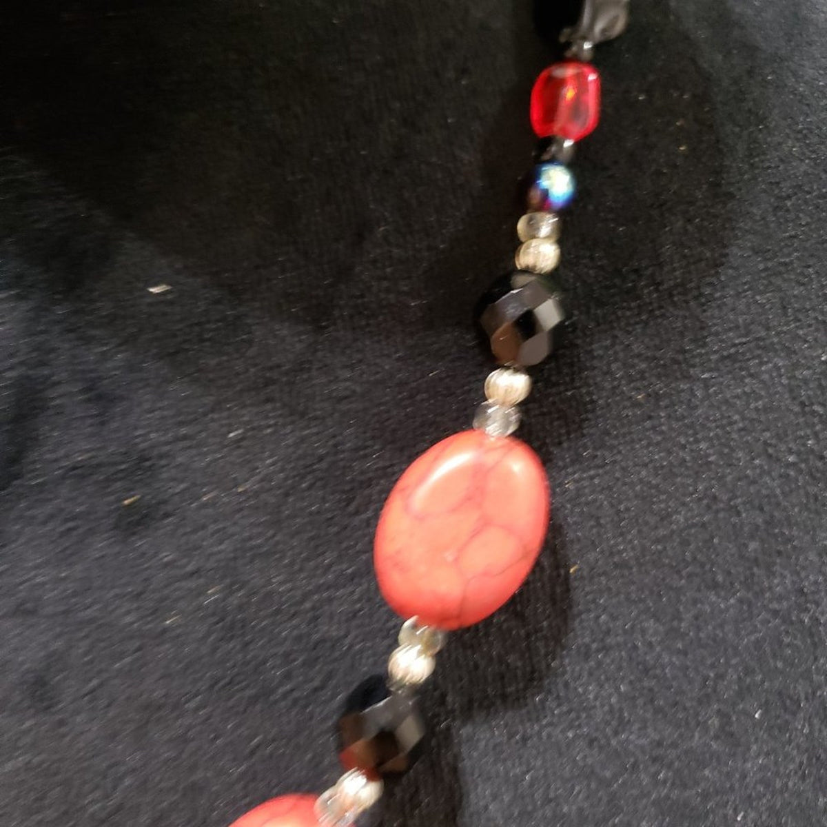 Womens Fashion Multicolor Round Moulded Beaded Collar Necklace w/ Lobster Clasp