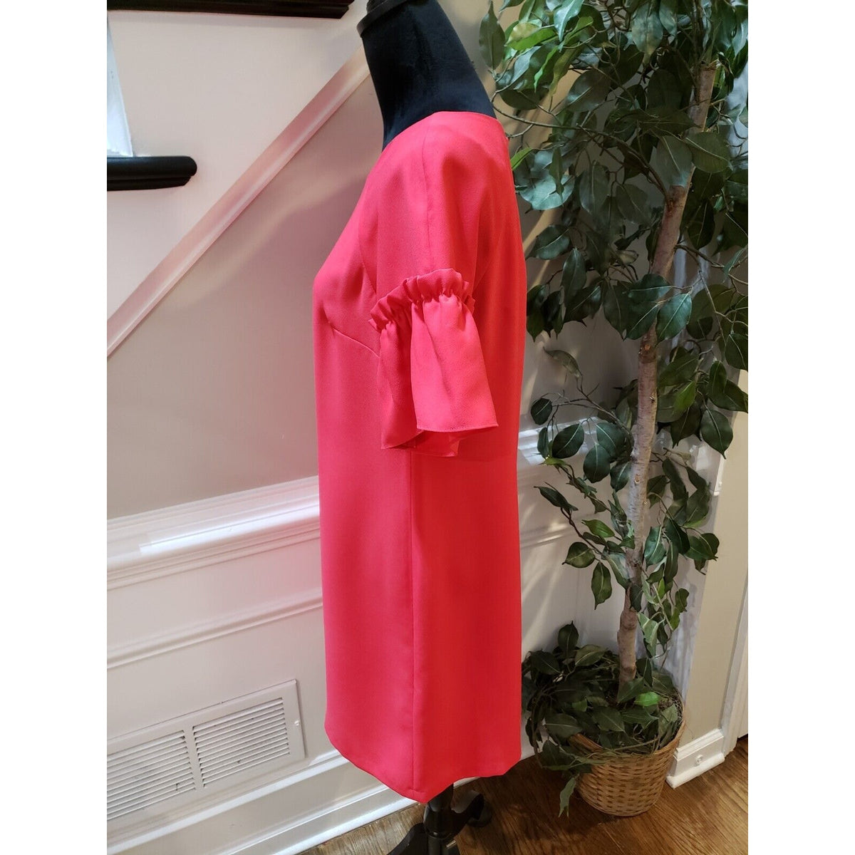 Banana Republic Womens Pink Short Sleeve Round Neck Knee Length Shift Dress S