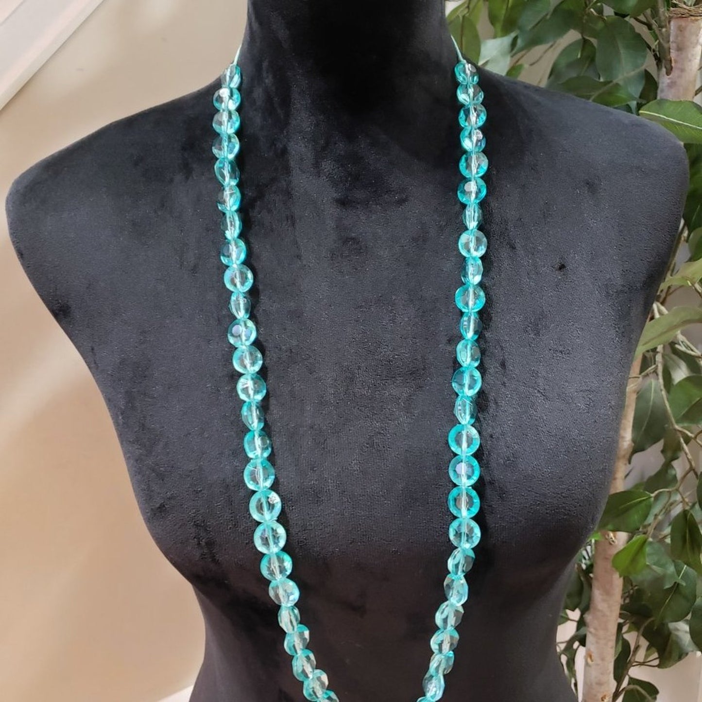 Mint Womens Fashion Crystal Beaded Long Statement Necklace Jewelry Adjustable