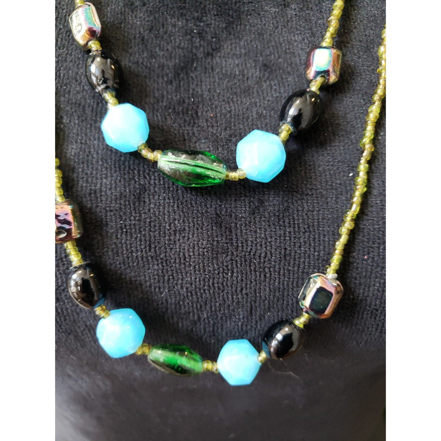Womens Fashion Wear 2 Strand Colorful Glass Beaded Long Necklace Costume Jewelry