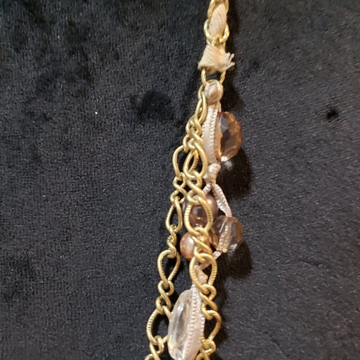 Womens Pink Brown Pearl and Crystal Beaded Necklace Jewelry with Lobster Clasp
