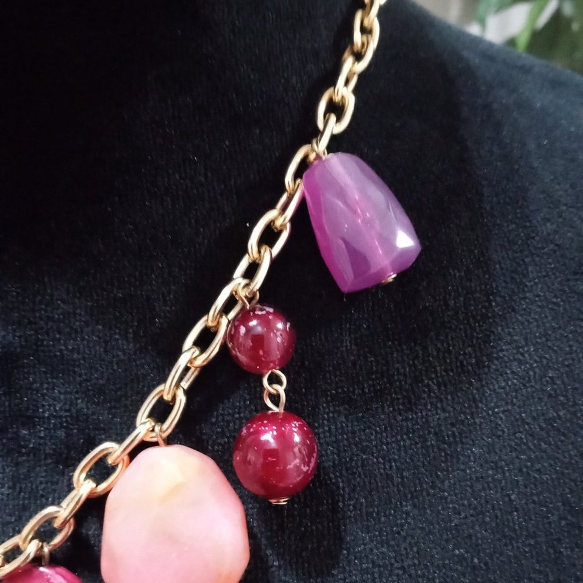 Womens Fashion Multicolor Gemstones Charm Collar Necklace with Lobster Clasp