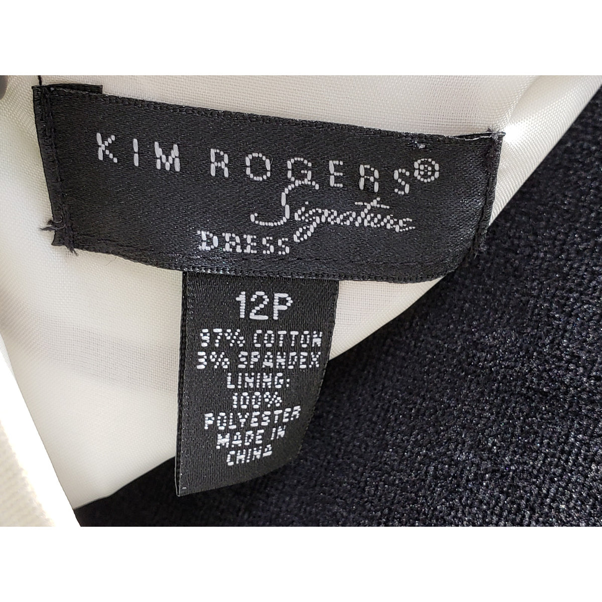 Kim Rogers Shift Dress Women's 12P Beige & Green Round Neck Sleeveless Back Zip