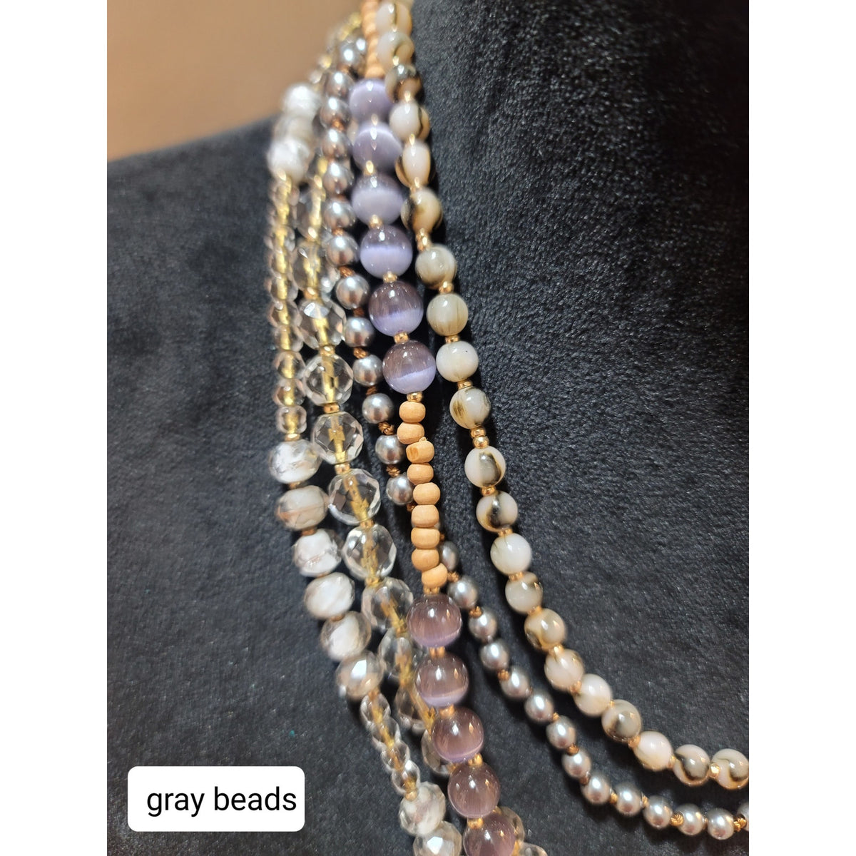 Loft Women's Multi Layer Beaded Statement Necklace Gold Lobster Clasp Design