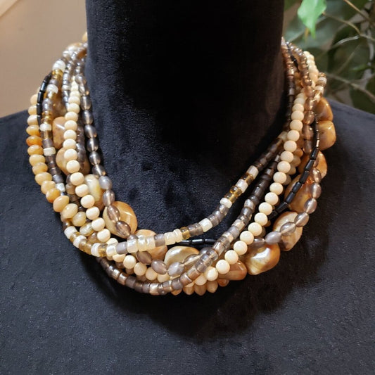 Womens Multicolor Multiple Layer Beaded Necklace Jewelry with Lobster Clasp