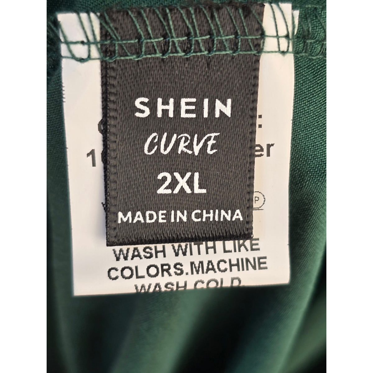 Shein Curve Fit & Flare Dress 2XL Green Patchwork Round 3/4 Sleeve Drop Shoulder