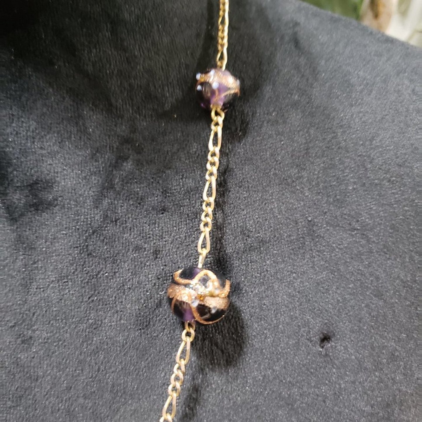 Womens Black Faceted Bead Gold Tone Chain Collar Necklace with Lobster Clasp