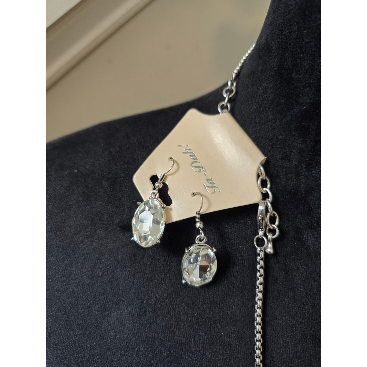 Silver Geometric Crystal Bib Statement Necklace