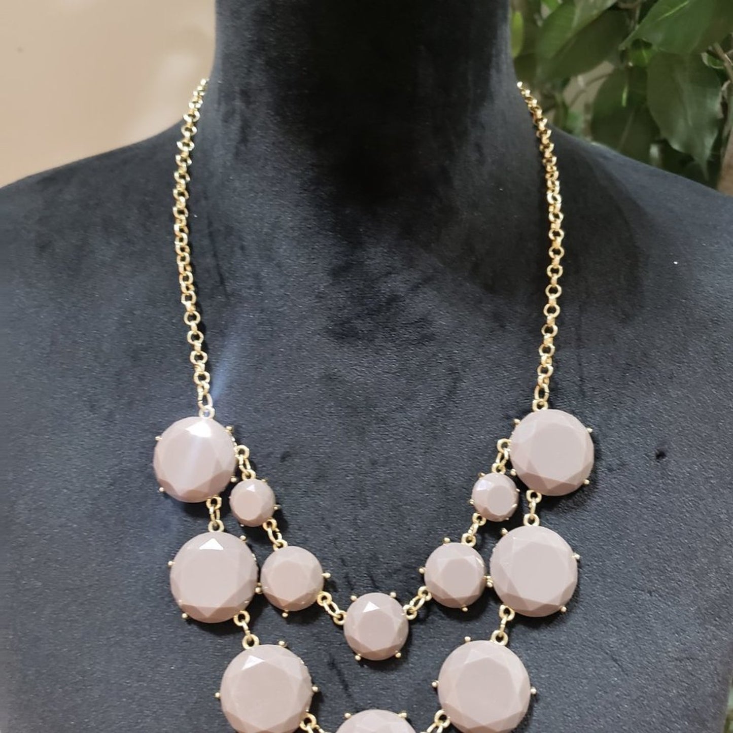 Womens Fashion Rhinestones Beaded Gold Tone Chain Statement Necklace w/ Lobster