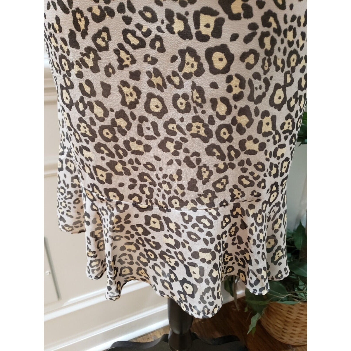 Ann Taylor LOFT Womens Beige Leopard Print Sleeveless Round Neck Shift Dress M