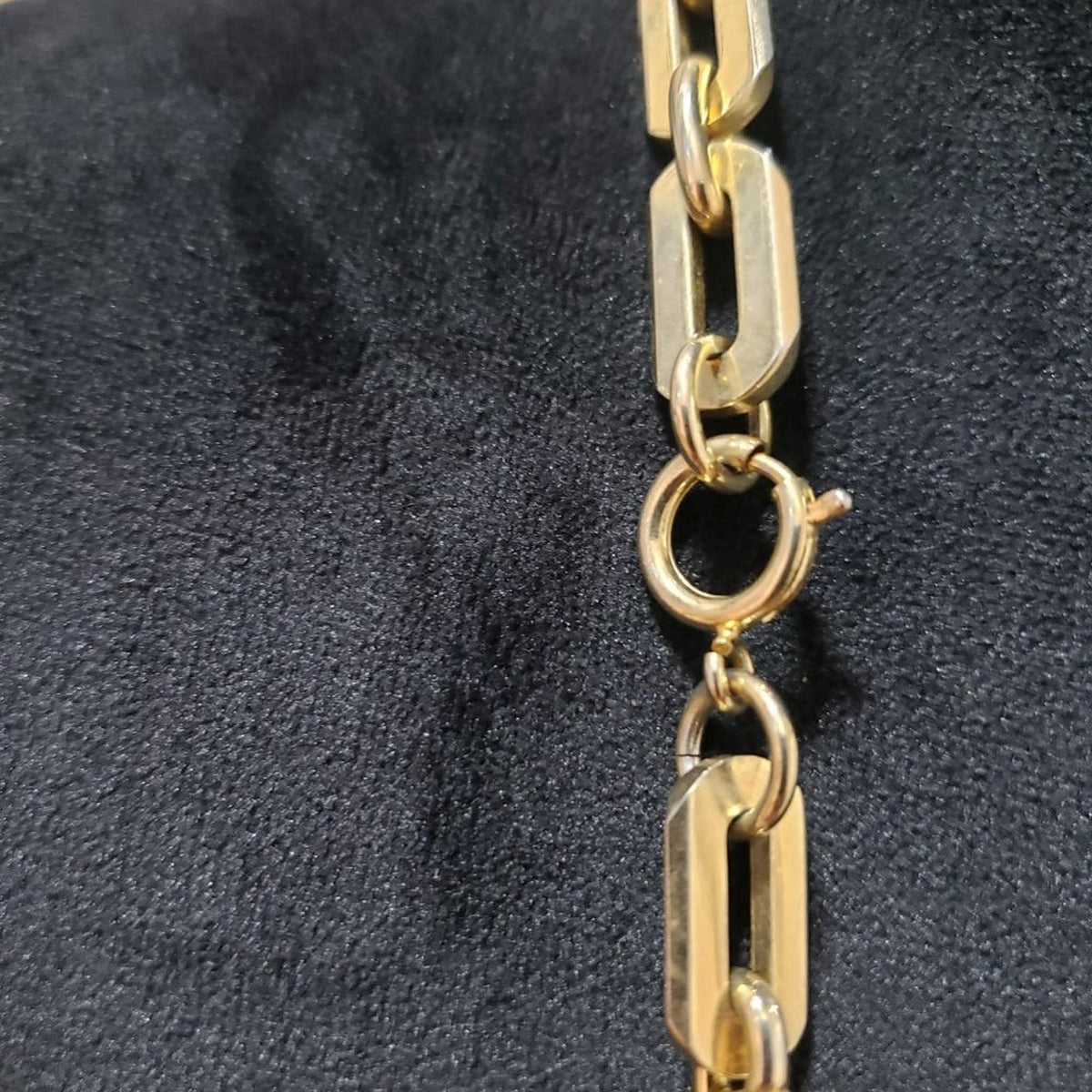 Women Fashion Elegant Gold Tone Rectangle Link Chain Necklace with Lobster Clasp