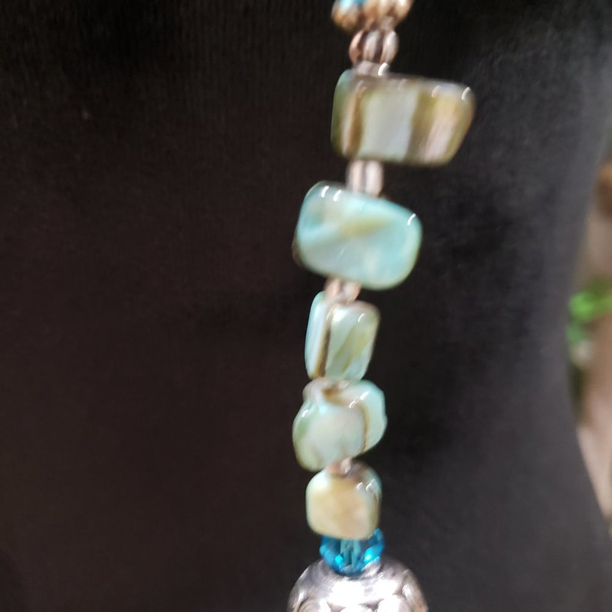 Chico's Womens Fashion Multicolor Rhinestones Abalone Shell Beaded Long Necklace