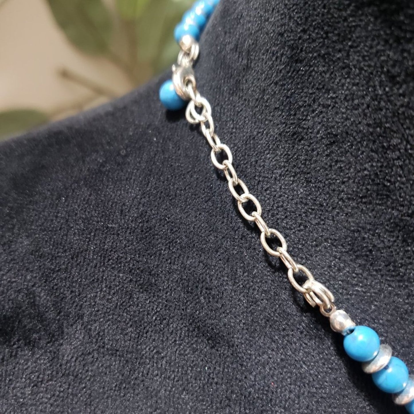 Women's Blue Round Shape Beaded Statement with Lobster Clasp Necklace