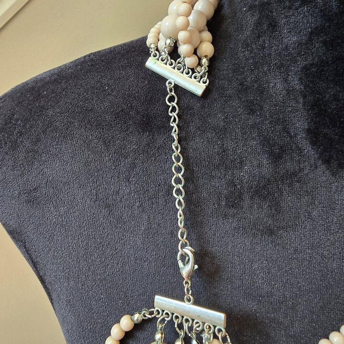 Womens Fashion Ivory Faux Pearl Multiple Layered Necklace with Lobster Clasp