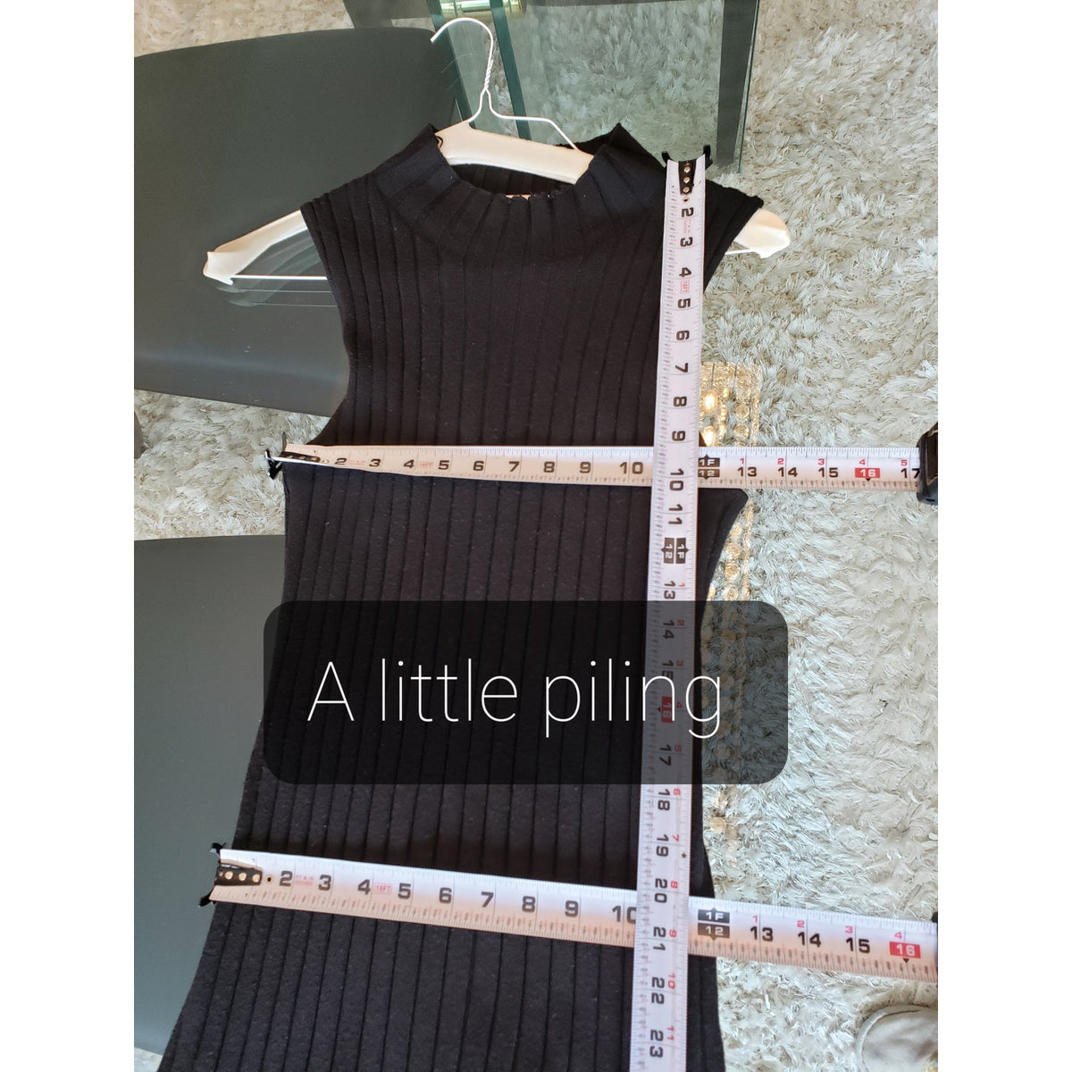 Olive + Oak Knee Length Dress Women's Large Black Ribbed Sleeveless Mock Neck