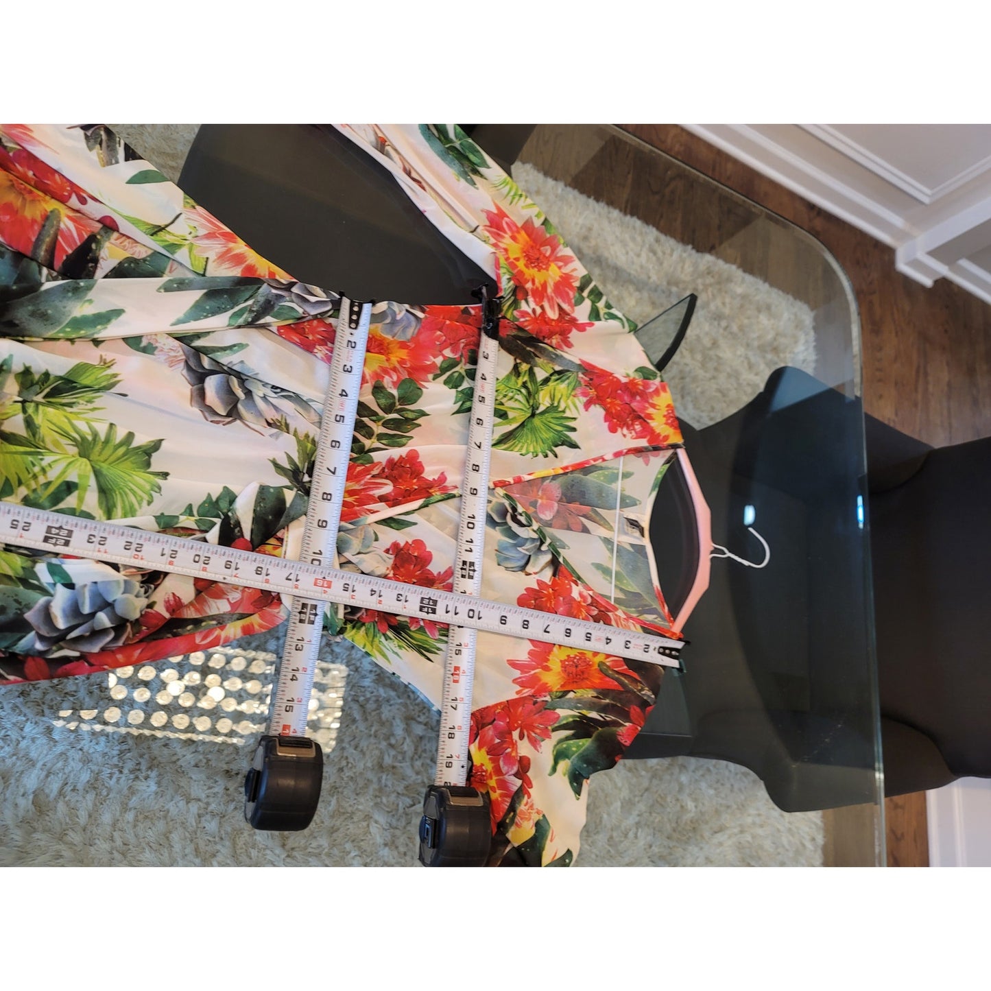 Eleganzarella Maxi Dress Women's Medium White Floral Long Sleeve V Neck