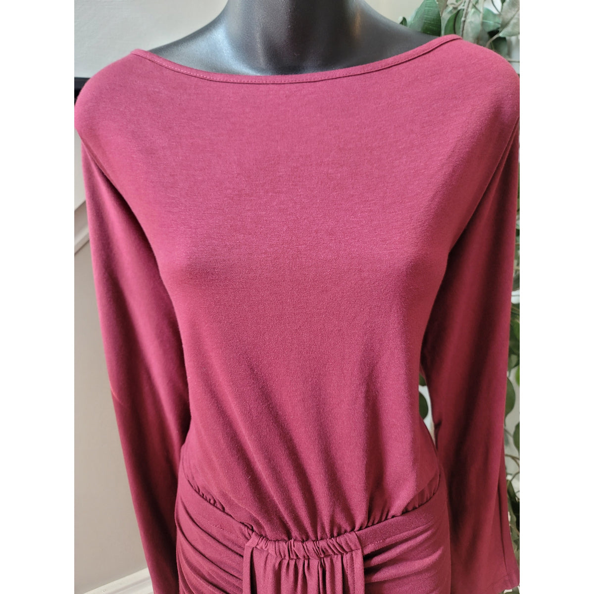 Pretty Garden Tulip Lined Dress Women's XL Burgundy Polyester Blend Long Sleeves