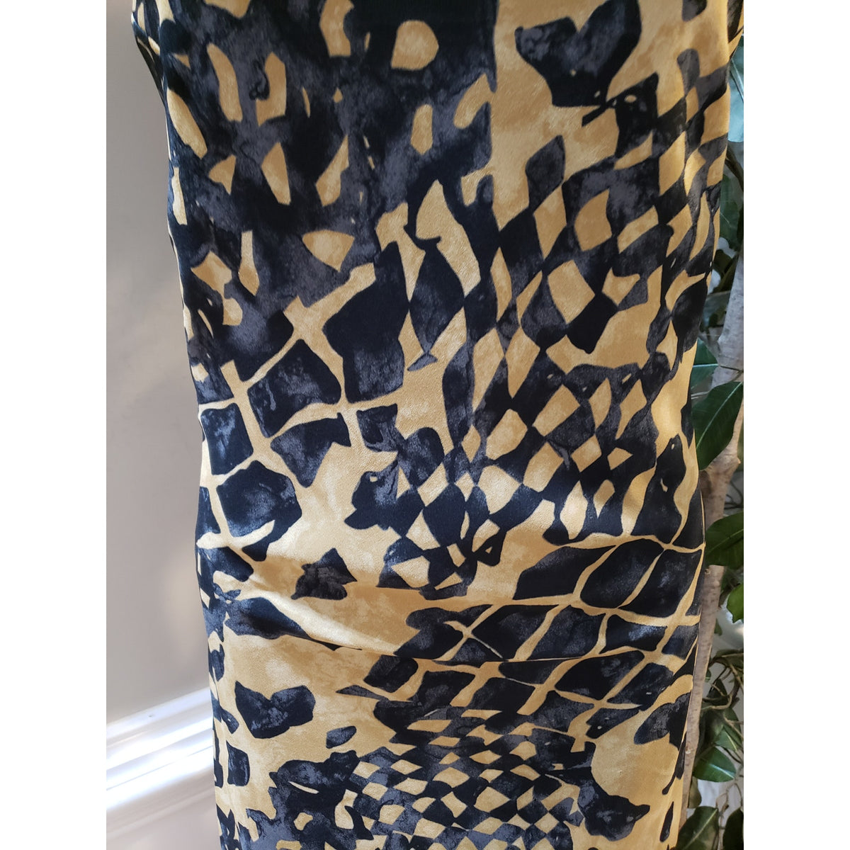 JD Stone Midi Dress Womens Beige Black Geometric Lined Sleeveless Round Neck S
