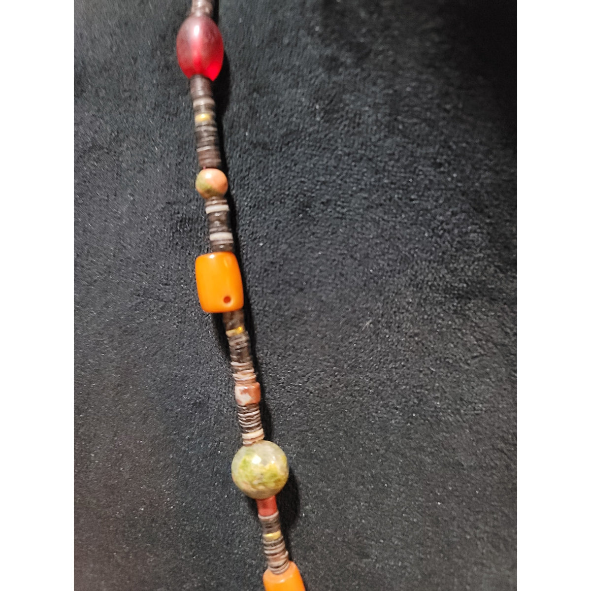Women's Vintage Indian Boho Beaded Pendant Necklace With Hand Painted Art