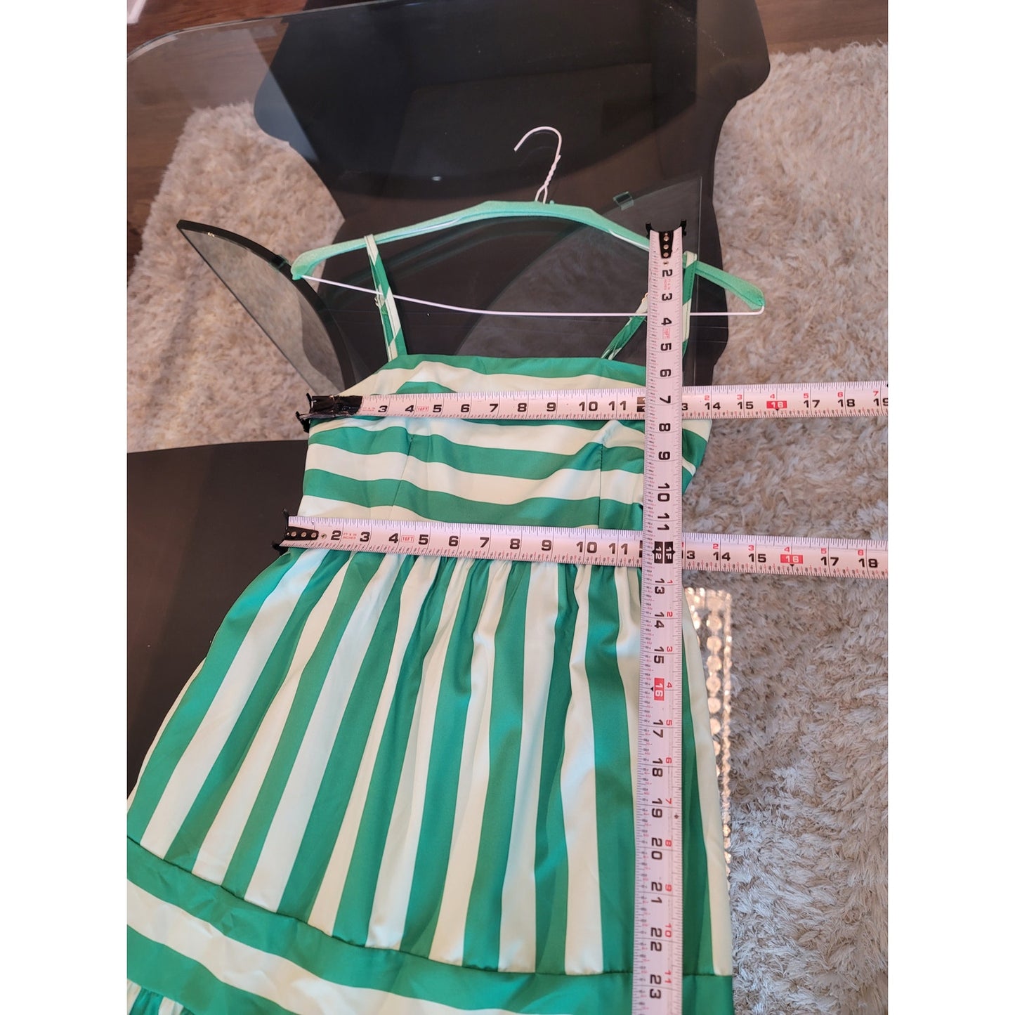 Boutique Maxi Dress Women Small Green White Striped Sleeveless Sundress