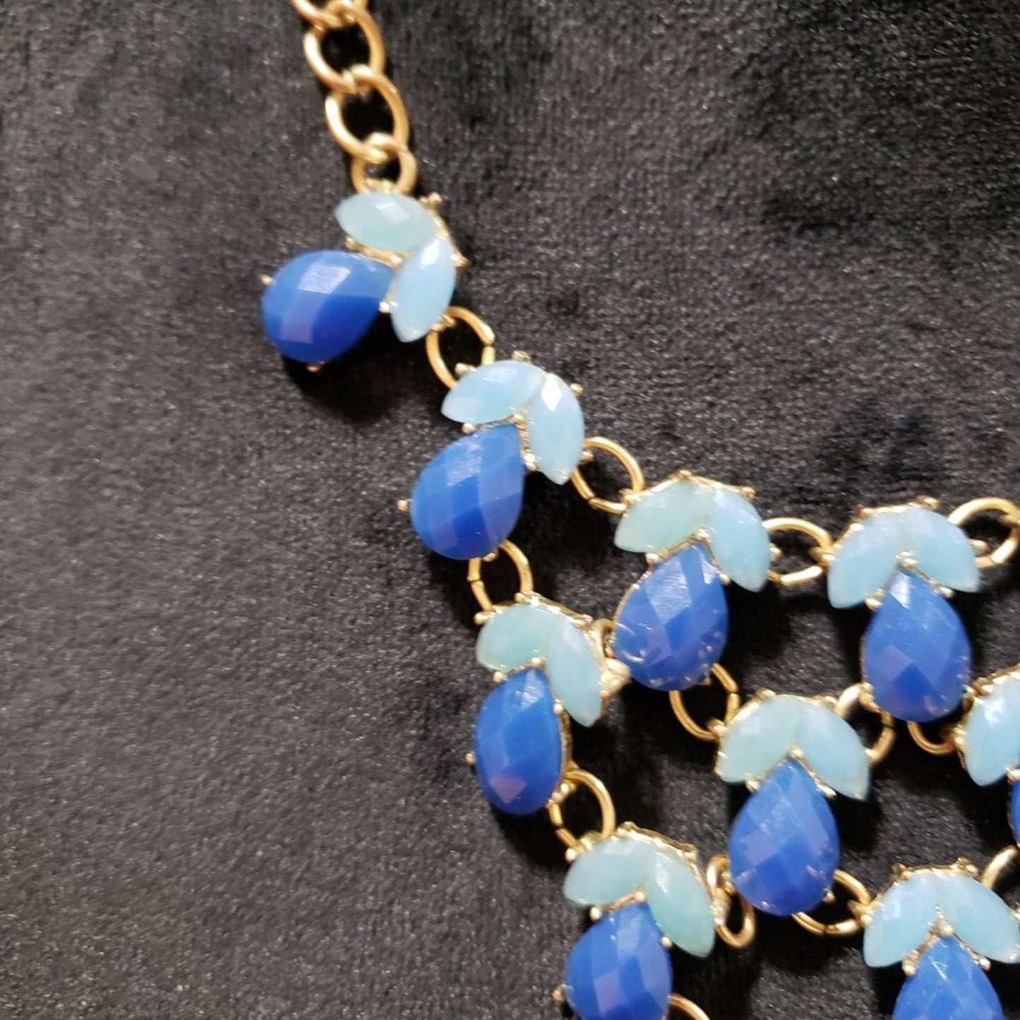 Womens Fashion Blue Choker Costume Beaded Statement Necklace with Lobster Clasp